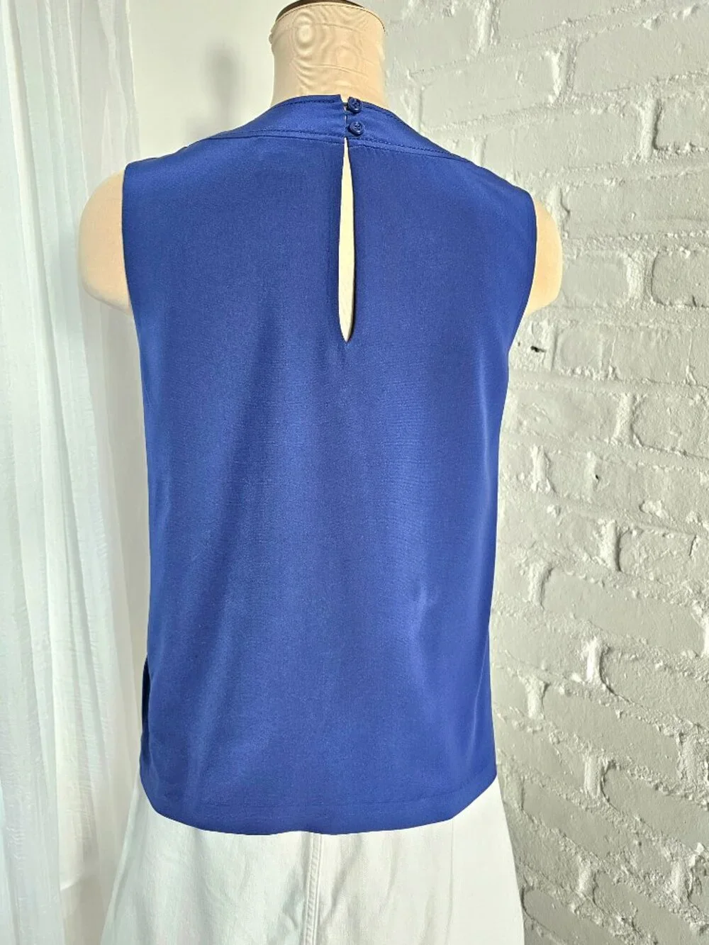Kate Spade Gemma Tunic Top Size 4 Blue Sleeveless Keyhole Blouse Classic Chic